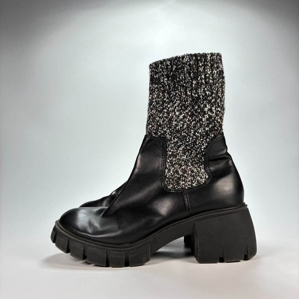 Universal Thread Keeley Chelsea Black Slip On Chunky Sock Boots Women's Size 6 - Picture 4 of 9